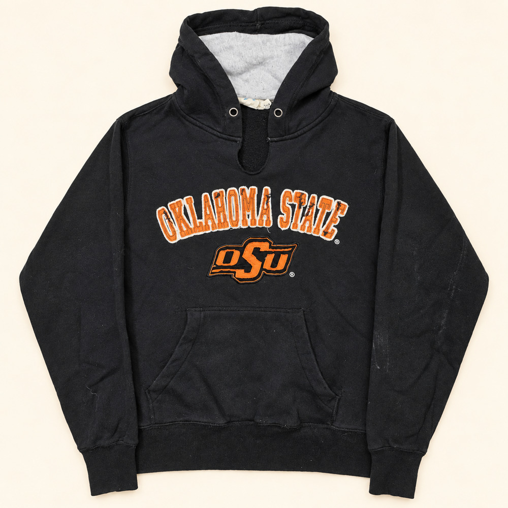 Oklahoma State Cowboys Black Hoodie Distressed OSU Spellout Medium